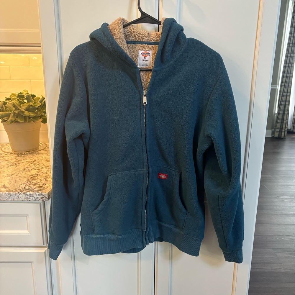 Dickies Women’s Medium Sherpa Lined Full Zip Hoodie Blue Turquoise Warm Cozy